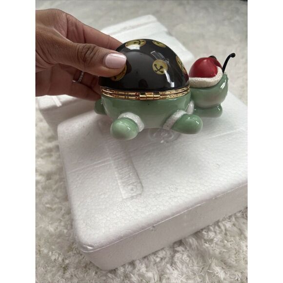Bradford Exchange Musical Trinket Box Bah Humbug Turtle Cute as Holiday Bug Nice - Picture 3 of 5